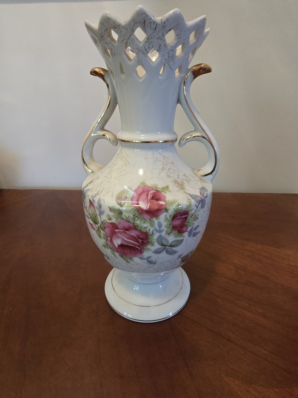 Vintage Norcrest Dresden Rose vase